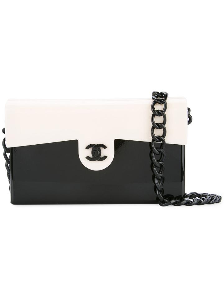 Chanel Vintage Structured Flap Shoulder Bag - Black