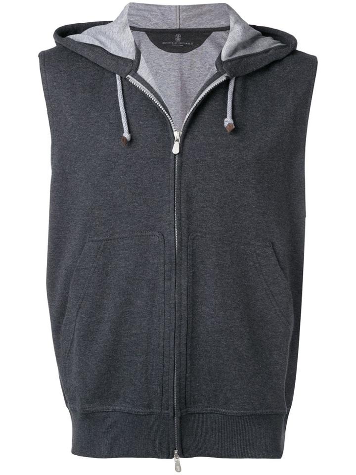 Brunello Cucinelli Sleeveless Hoodie - Grey