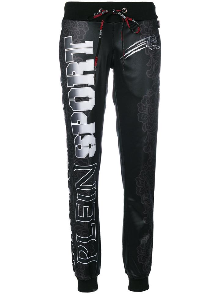 Plein Sport - Floral Print Track Pants - Women - Polyester - M, Black