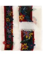 Chanel Vintage Floral Striped Printed Scarf, Women's, White
