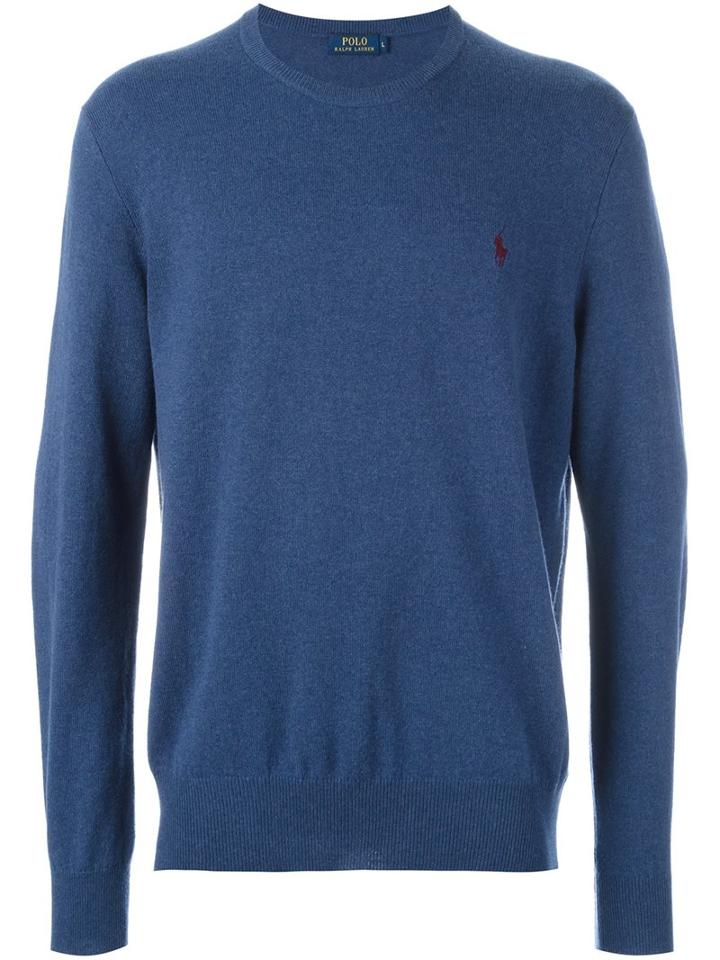 Polo Ralph Lauren Crew Neck Sweater, Men's, Size: Small, Blue, Merino