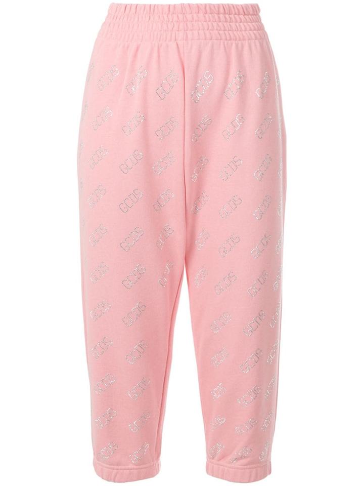 Gcds Monogram Cropped Track Trousers - Pink