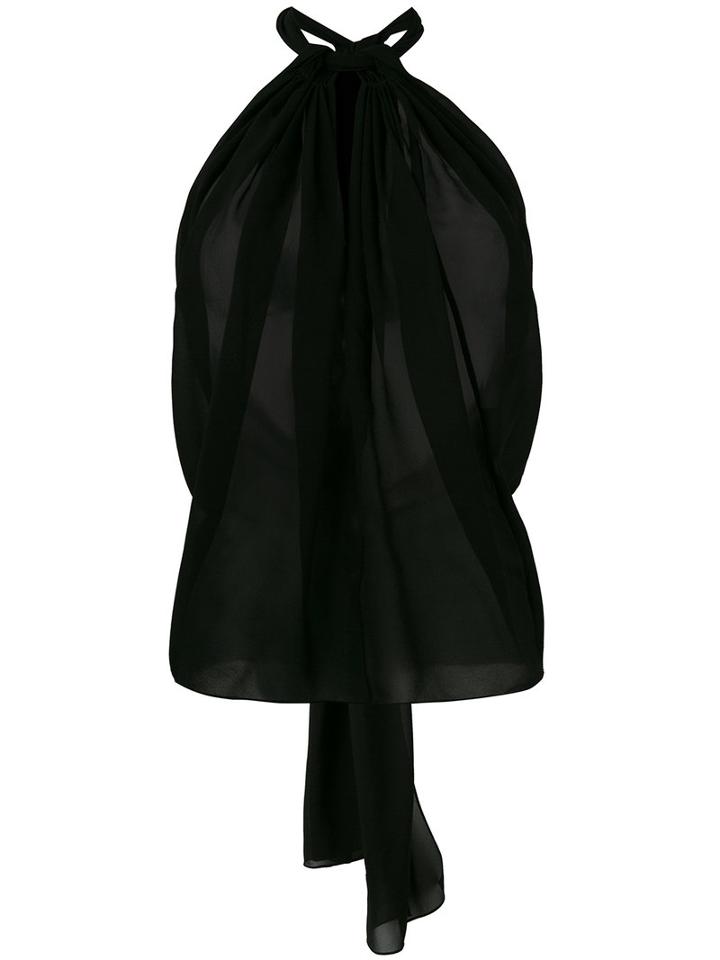 Saint Laurent - Halterneck Tank Top - Women - Silk - 38, Black, Silk