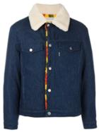 Maison Kitsuné Fur Collar Denim Jacket, Men's, Size: Large, Blue, Cotton/acrylic/polyester/viscose