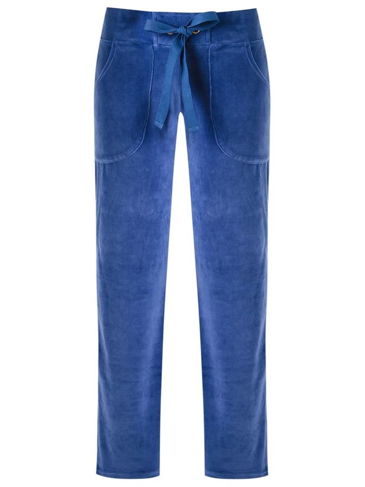 Lygia & Nanny Towel Effect Straight Leg Trousers, Women's, Size: 48, Blue, Cotton/polyester