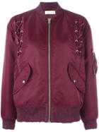 Iro Ilisa Lace-up Bomber Jacket, Women's, Size: 38, Red, Polyester/nylon