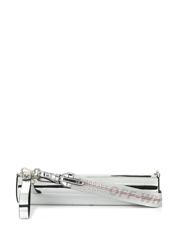 Off-white Cylindrical Shoulder Bag - Silver