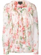 Philipp Plein Floral Ruffled Blouse - White