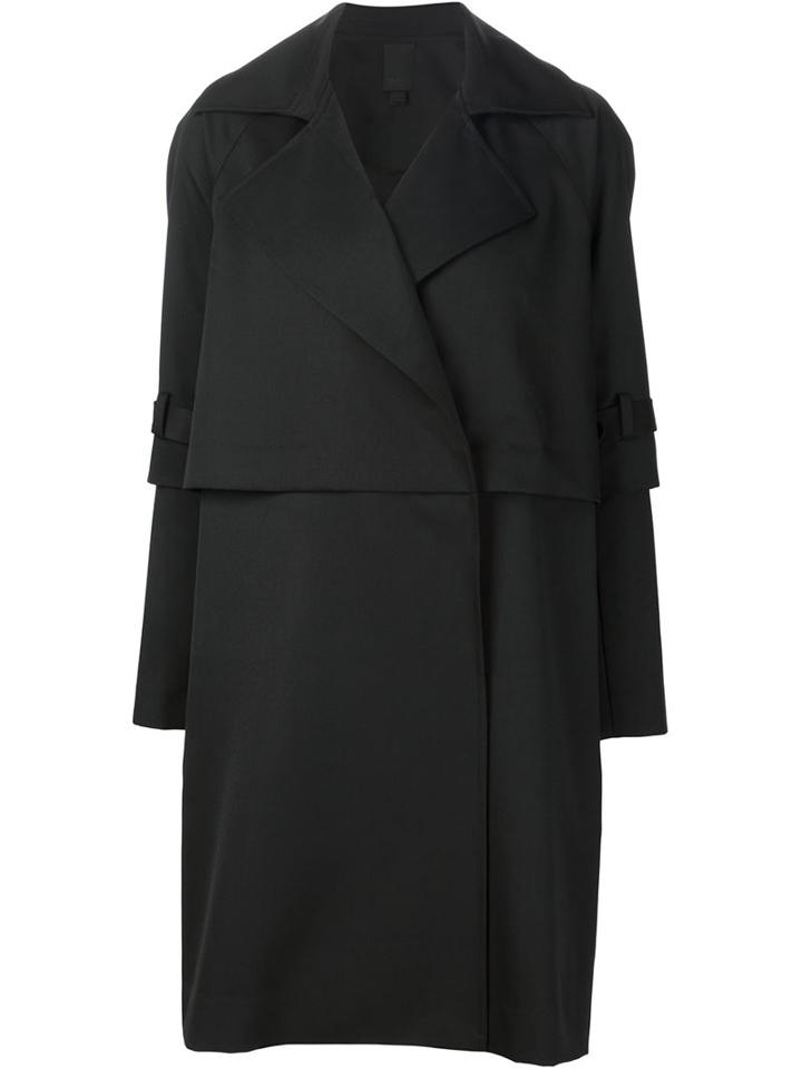 Vera Wang Double Trench Coat, Women's, Size: 8, Black, Polyester/wool