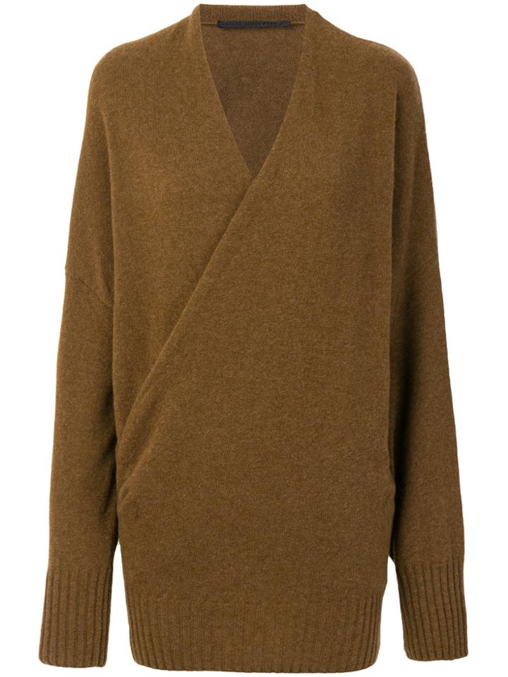 Haider Ackermann V-neck Wrap Front Jumper - Brown
