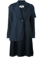 Mm6 Maison Margiela Pinstripe Coat, Women's, Size: 38, Blue, Cupro/viscose/wool