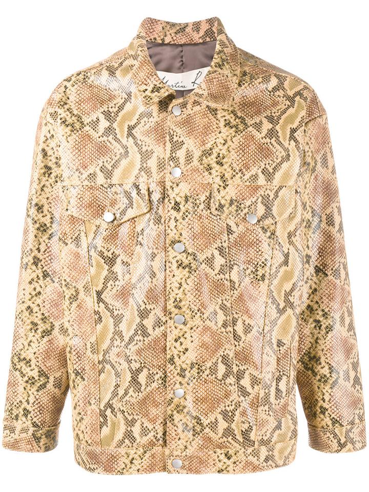 Martine Rose Python Skin Print Oversized Jacket, Men's, Size: Xs, Brown, Leather/acetate/viscose