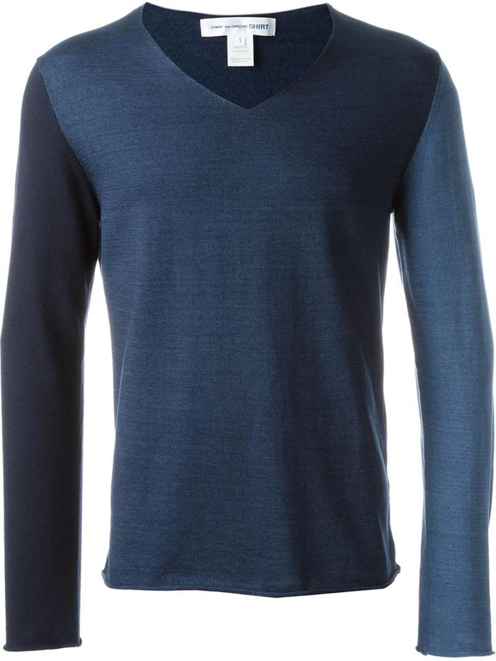 Comme Des Garçons Shirt Colour Block V-neck Jumper