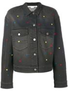 Stella Mccartney - Denim Heart Embroidered Jacket - Women - Cotton/polyester/spandex/elastane - 38, Black, Cotton/polyester/spandex/elastane