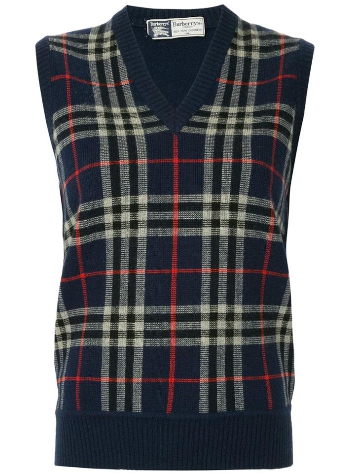 Burberry Vintage Checked Vestv-neck - Blue