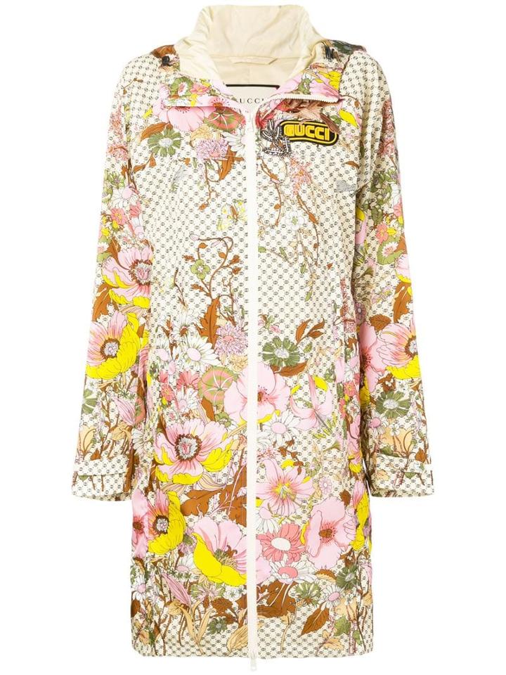 Gucci Floral Print Raincoat - Neutrals