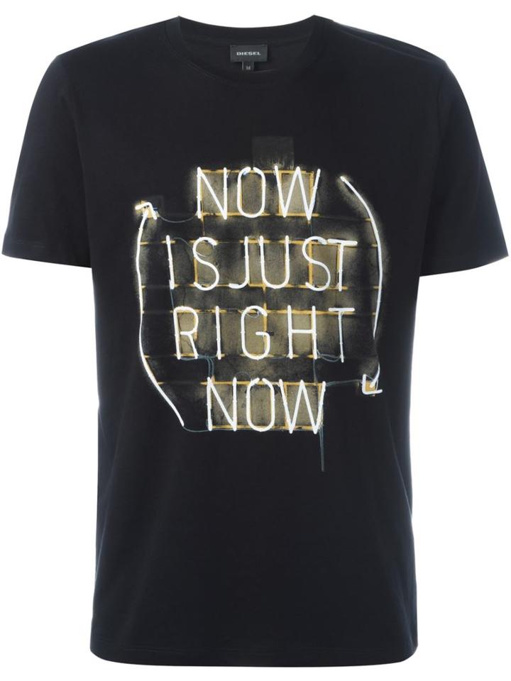 Diesel Neon Print T-shirt, Men's, Size: Large, Black, Cotton