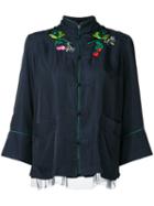 Muveil - Embroidered Jacket - Women - Cupro/tencel - 38, Women's, Blue, Cupro/tencel