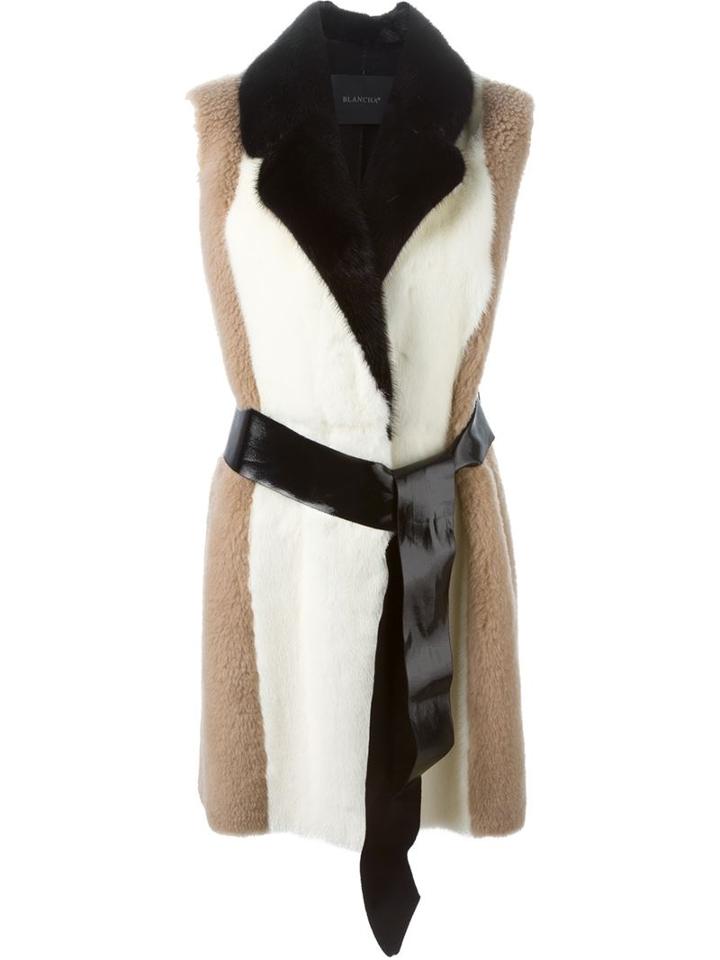 Blancha Sleeveless Fur Coat, Women's, Size: 44, White, Mink Fur/sheep Skin/shearling