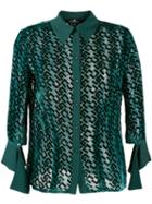 Elisabetta Franchi Logo Appliqué Sheer Shirt - Green