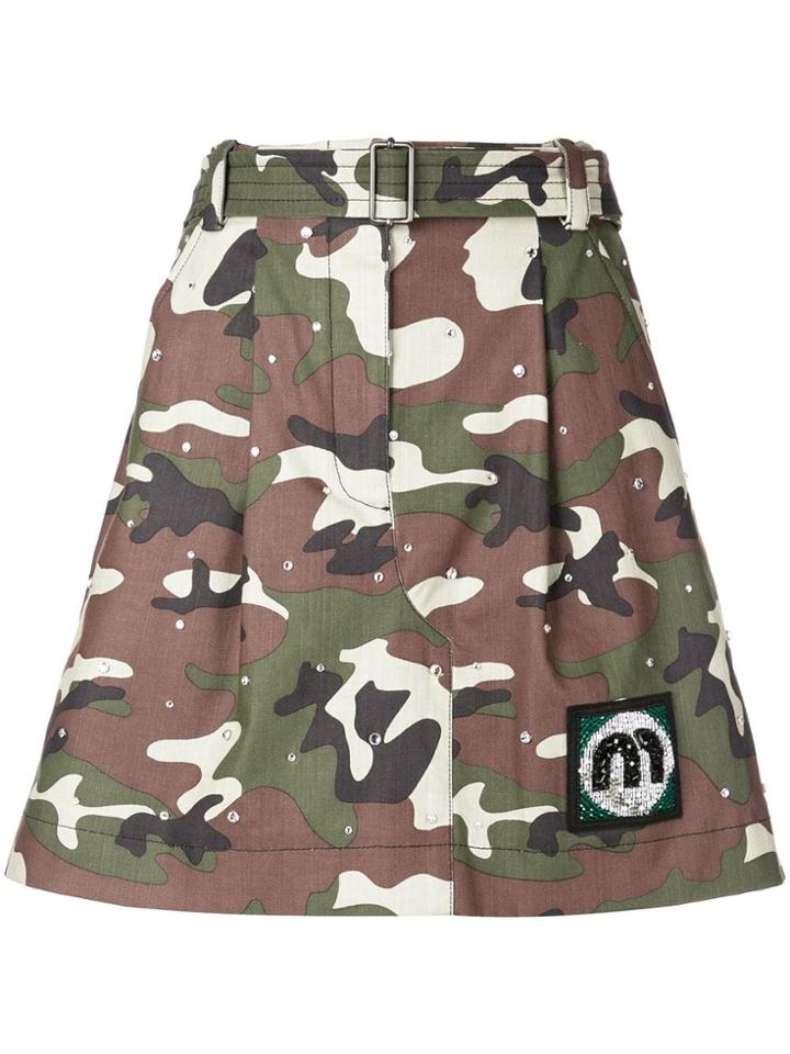 Miu Miu Camouflage Print Skirt - Green
