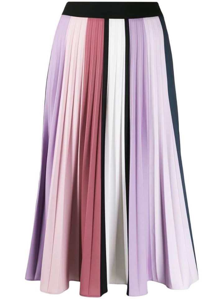 Ssheena Pastel Pleated Midi Skirt - Purple