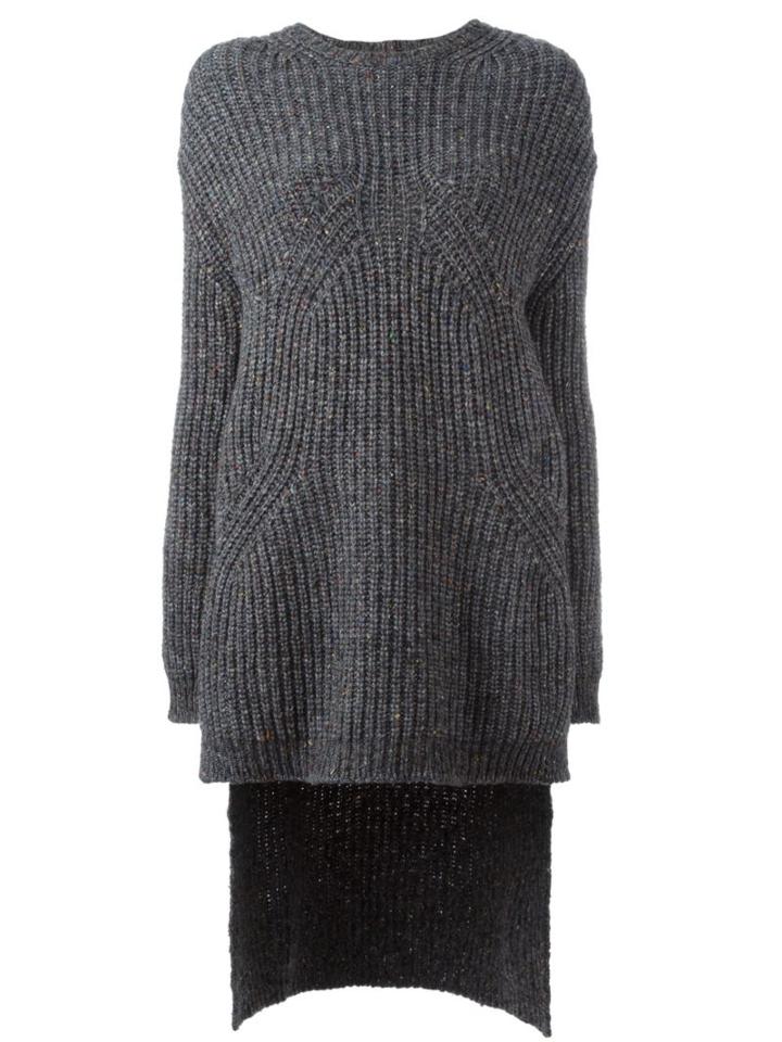 No21 Step Hem Sweater, Women's, Size: 42, Grey, Silk/polyamide/wool
