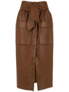 Cruise Leather Midi Skirt - Brown