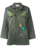 Night Market Embellished Army Jacket, Women's, Green, Cotton/polyester/metal (other)/glass