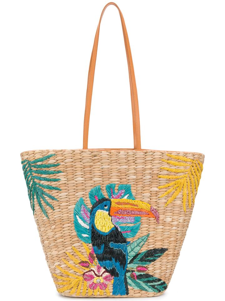 Aranaz Embroidered Toco Tote - Nude & Neutrals