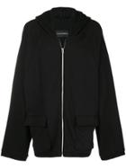 Yuiki Shimoji Floral Print Oversized Zipped Hoodie - Black
