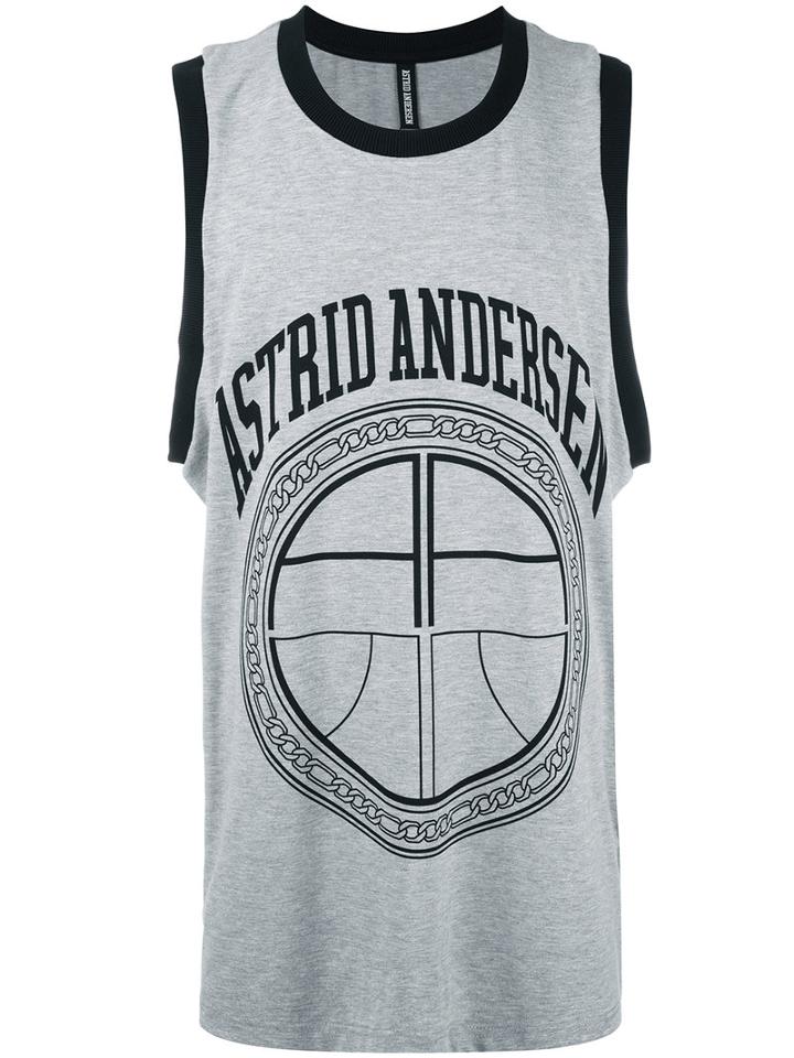 Astrid Andersen Basket Logo Tank, Men's, Size: Large, Grey, Cotton/spandex/elastane