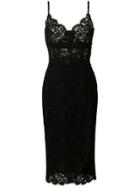 Dolce & Gabbana Strappy Lace Midi Dress - Black