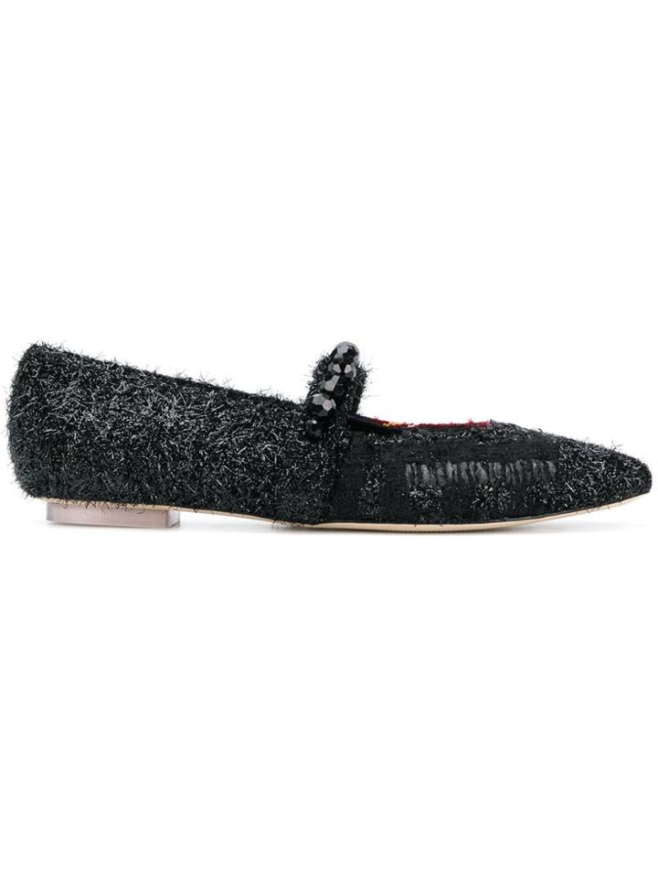 Simone Rocha Bead-embellished Tartan Shoes - Black