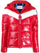 Invicta Color-block Hooded Puffer Jacket - Red