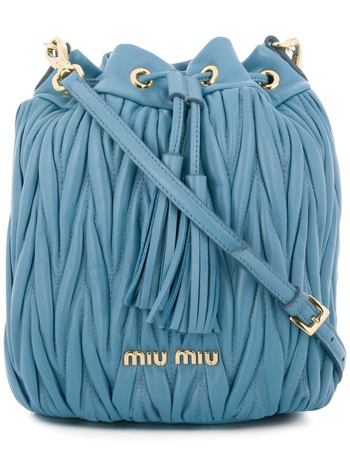 Miu Miu Matelassé Bucket Bag - Blue