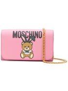 Moschino Teddy Playboy Wallet On Chain - Pink & Purple