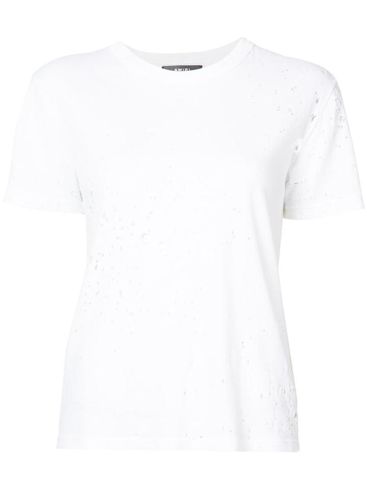 Amiri - Holey T-shirt - Women - Cotton - Xs, White, Cotton