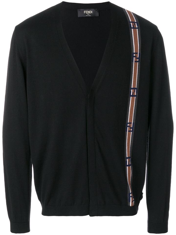 Fendi Contrast Panel Cardigan - Black