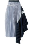 Sacai Asymmetric Pleated Skirt, Women's, Size: 1, Blue, Cotton/polyester/cupro