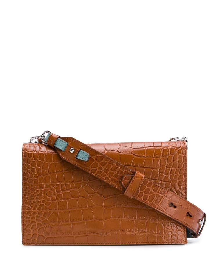 Tod's Croc-effect Flap Cross-body Bag - Brown