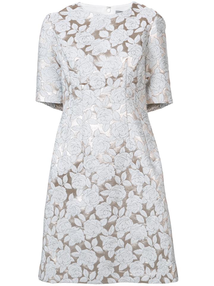 Lela Rose Rose Appliqué Midi Dress - White
