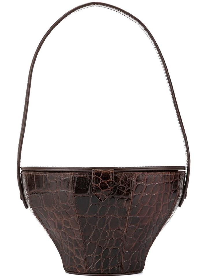 Staud Croc-embossed 'alice' Bag - Brown