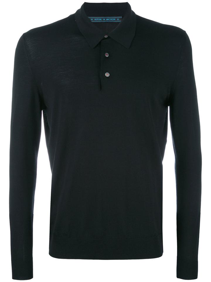 Kiton - Longsleeved Polo Shirt - Men - Wool - L, Black, Wool