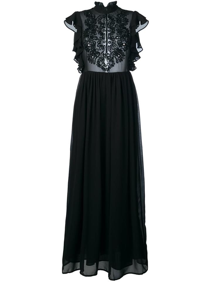 Manoush Embroidered Front Semi Sheer Dress