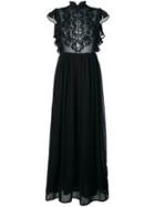 Manoush Embroidered Front Semi Sheer Dress