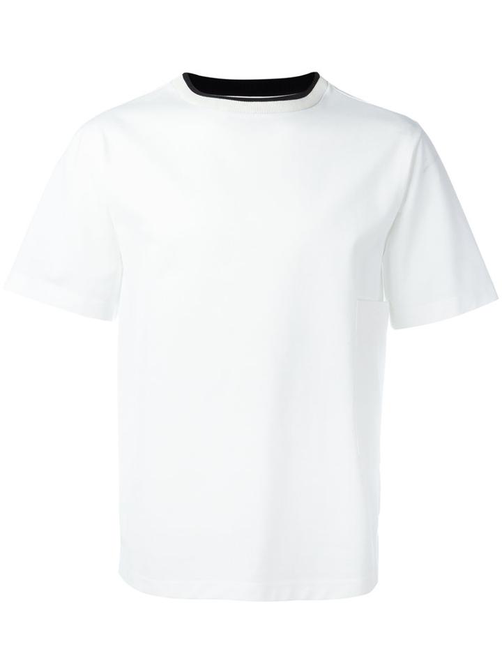Marni Striped Collar T-shirt, Men's, Size: 46, White, Cotton/polyester