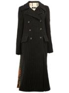 Uma Wang Pinstripe Double-breasted Coat, Women's, Size: Medium, Black, Cotton/viscose/virgin Wool/metal