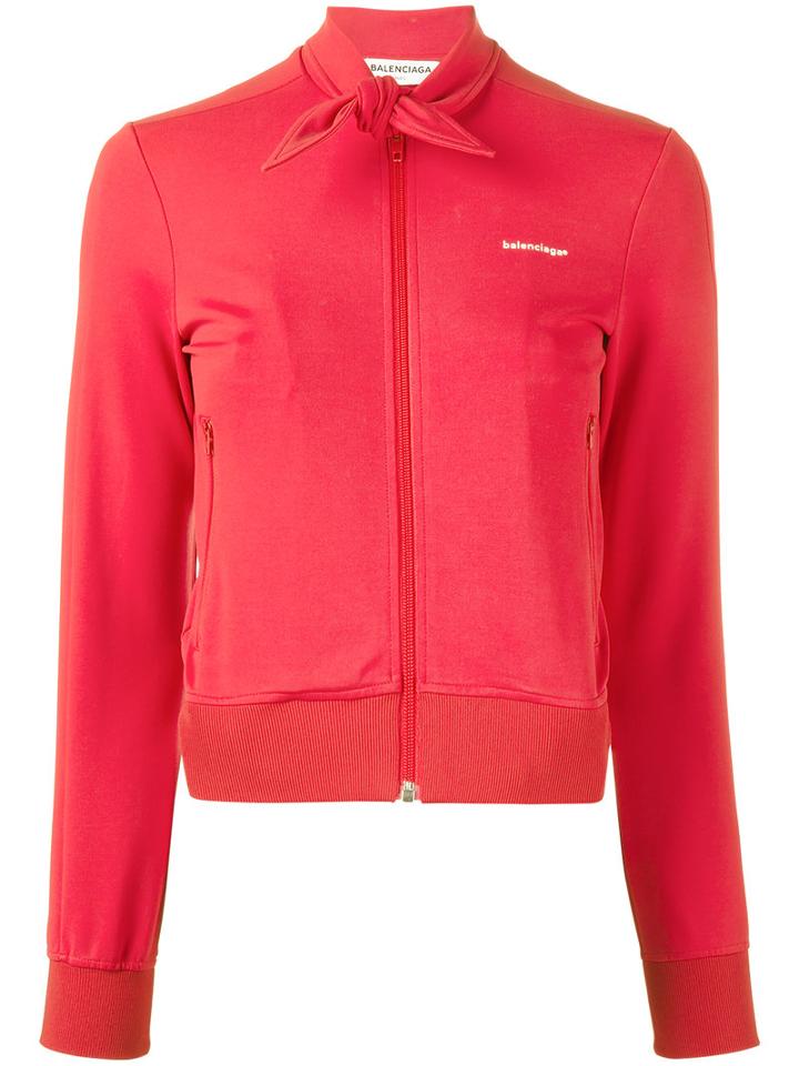 Balenciaga - Tie Neck Jacket - Women - Polyamide/spandex/elastane - 38, Red, Polyamide/spandex/elastane