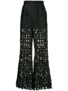 Self-portrait High Waisted Cut Out Trousers - Black